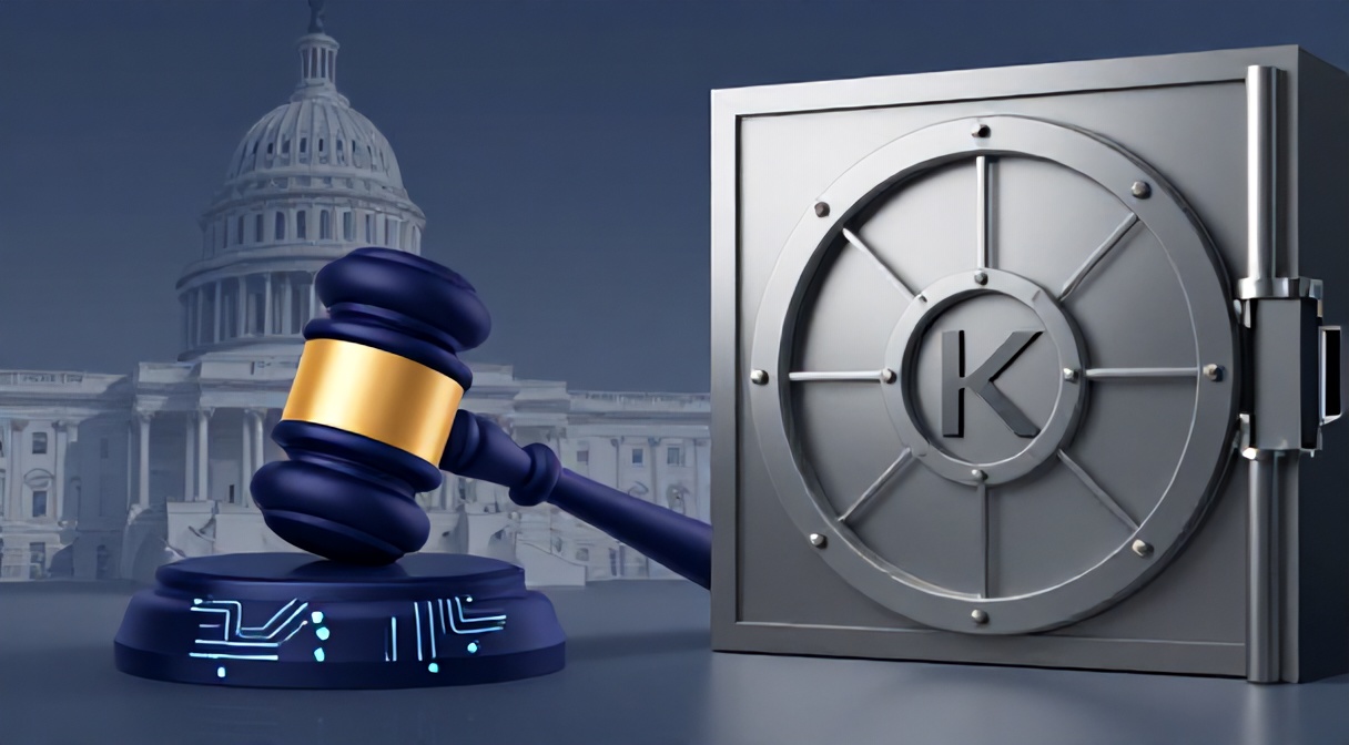 Editorial illustration for US Senate Nears Crypto Bill Vote; Kraken Seeks Bank Charter