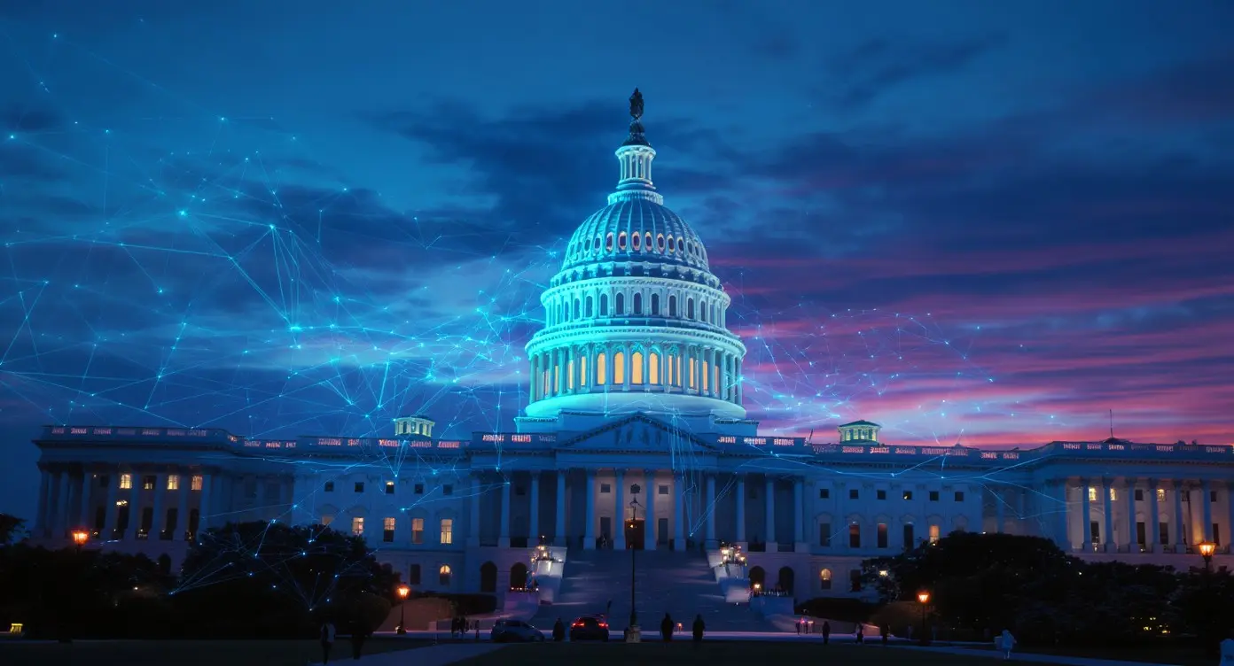 Editorial illustration for US Senate Debates Crypto Clarity Act as Institutional ETF Inflows Persist