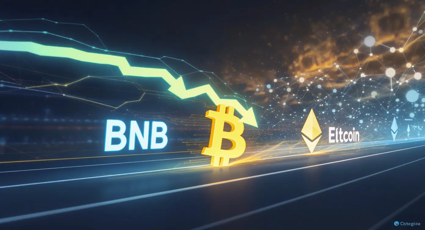 Editorial illustration for BNB ETF Race Heats Up as Bitcoin, Ethereum ETFs See Outflows