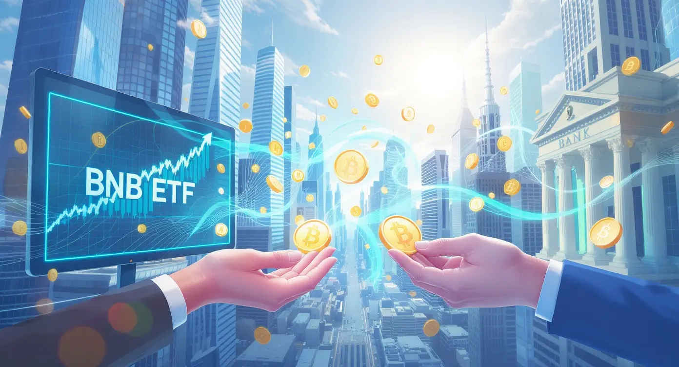Editorial illustration for BNB ETF Filings Advance, Institutions Expand Crypto Footprint