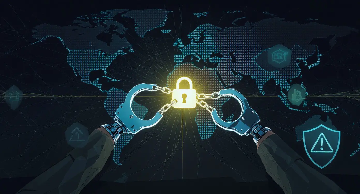 Editorial illustration for Global Crypto Fraud Crackdown; CME Warns on Perpetual Risk