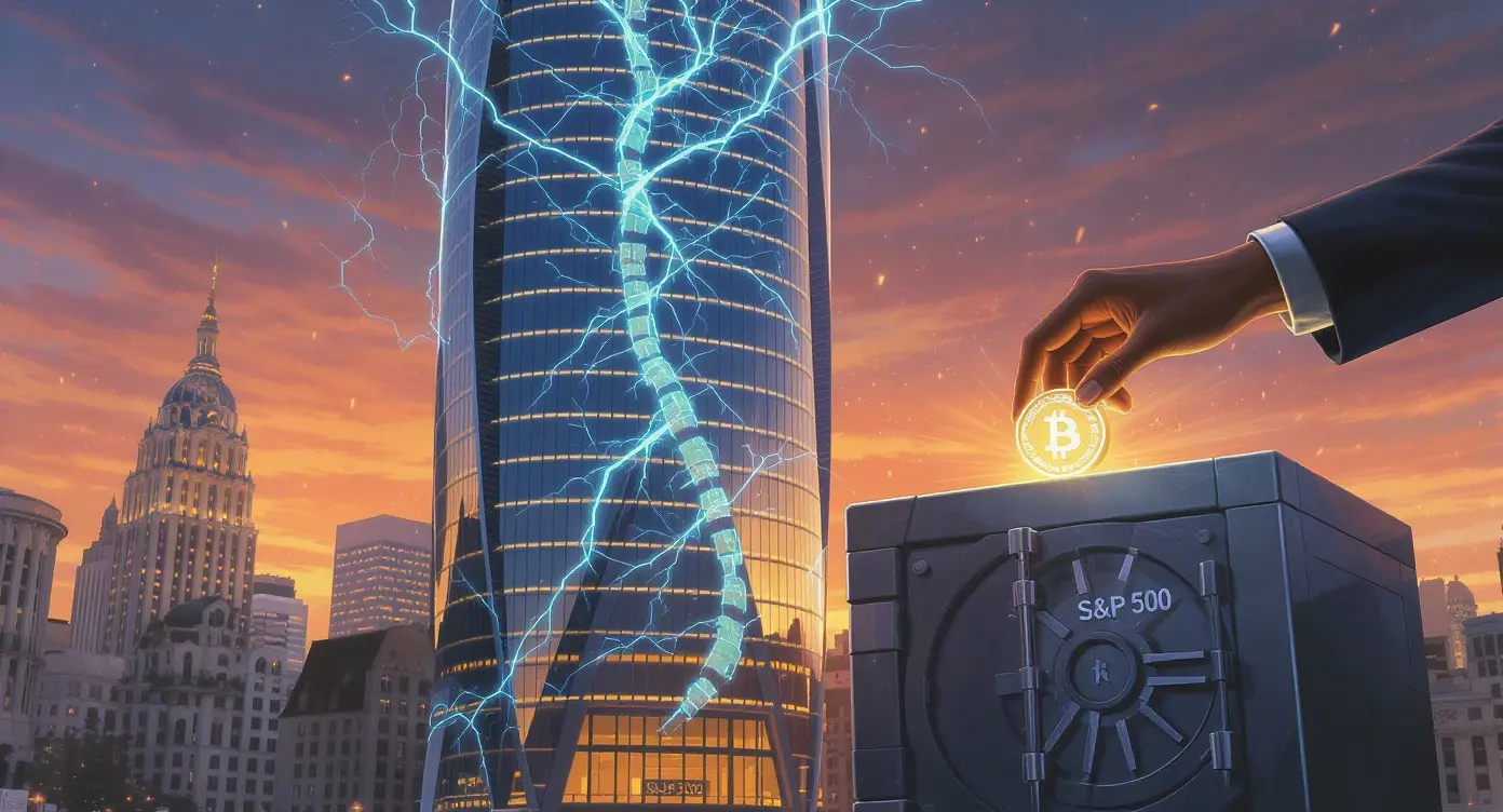 Editorial illustration for Coinbase Joins S&P 500 as Institutional Infrastructure Secures Massive New Funding