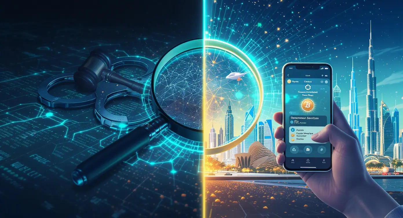 Editorial illustration for US Boosts Crypto Fraud Fight, Dubai Adopts Digital Payments