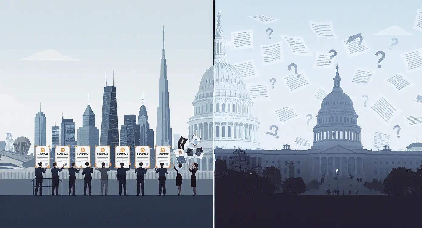 Editorial illustration for EU Crypto Firms Gain MiCA Licenses, US Stablecoin Bill Faces Law Enforcement Pushback