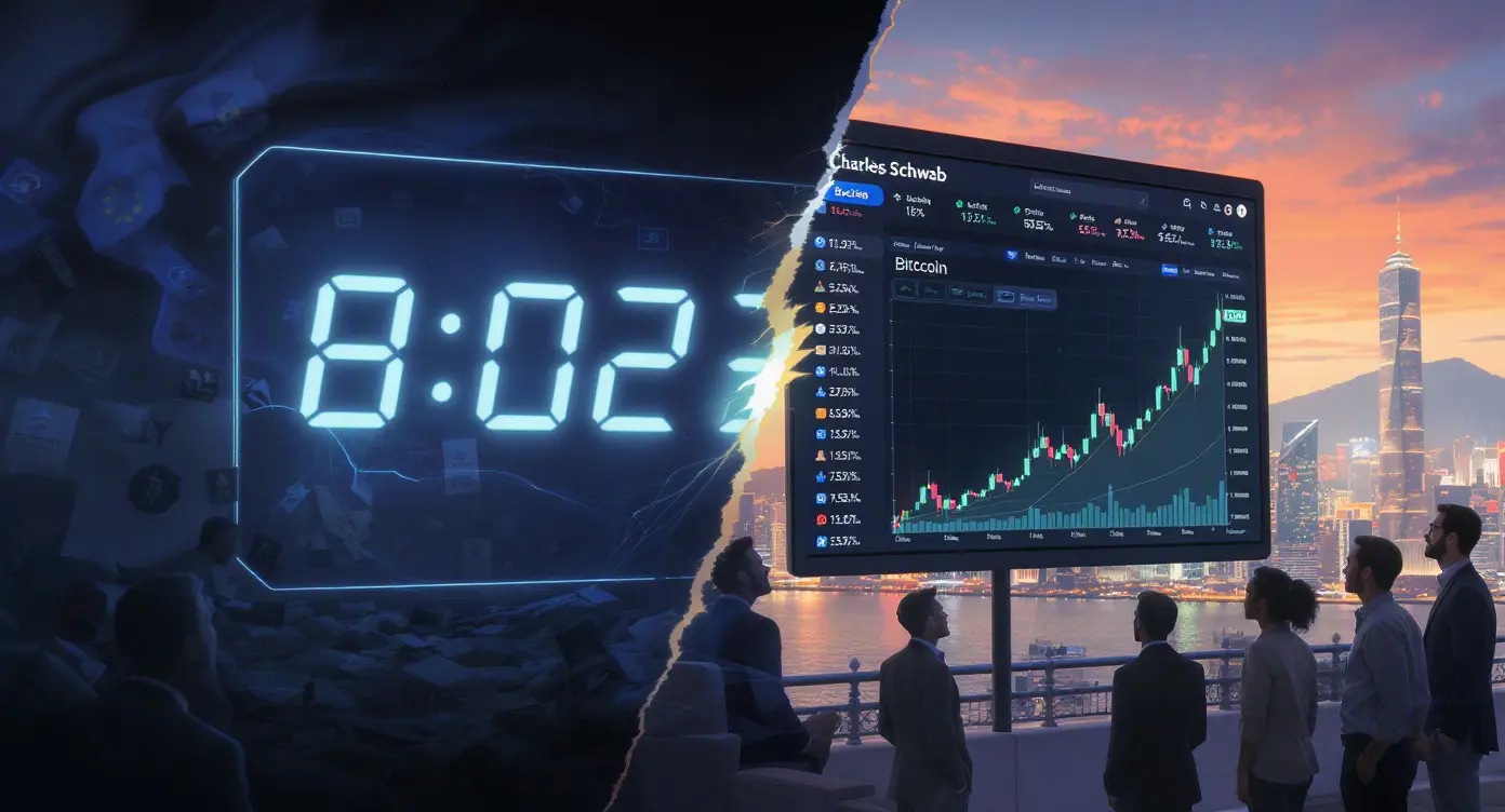 Editorial illustration for Europe's Crypto Firms Face MiCA Cliff; Charles Schwab Offers Spot Bitcoin
