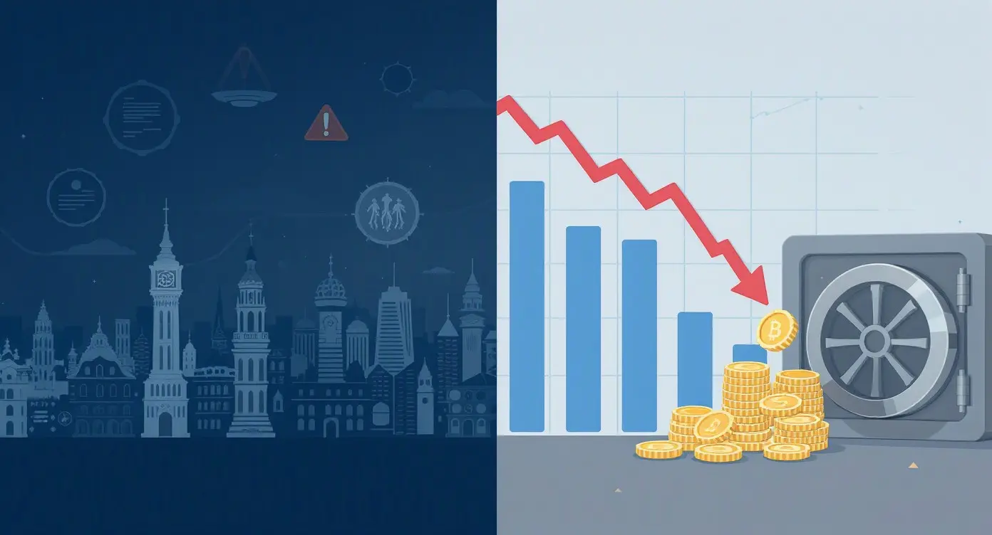 Editorial illustration for Europe's MiCA Enforcement Tightens as Bitcoin ETF Outflows Hit Record Highs