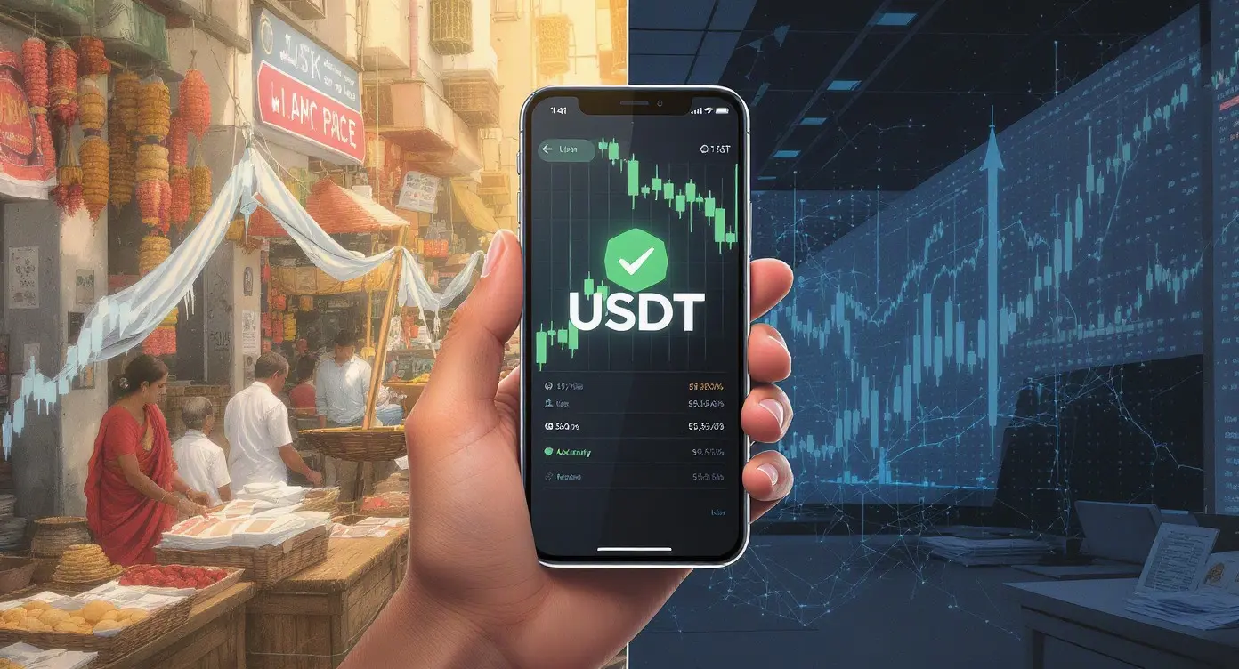 Editorial illustration for India Crypto Crackdown Drives 8.5% USDT Premium; BlackRock Bitcoin ETF Leads AUM