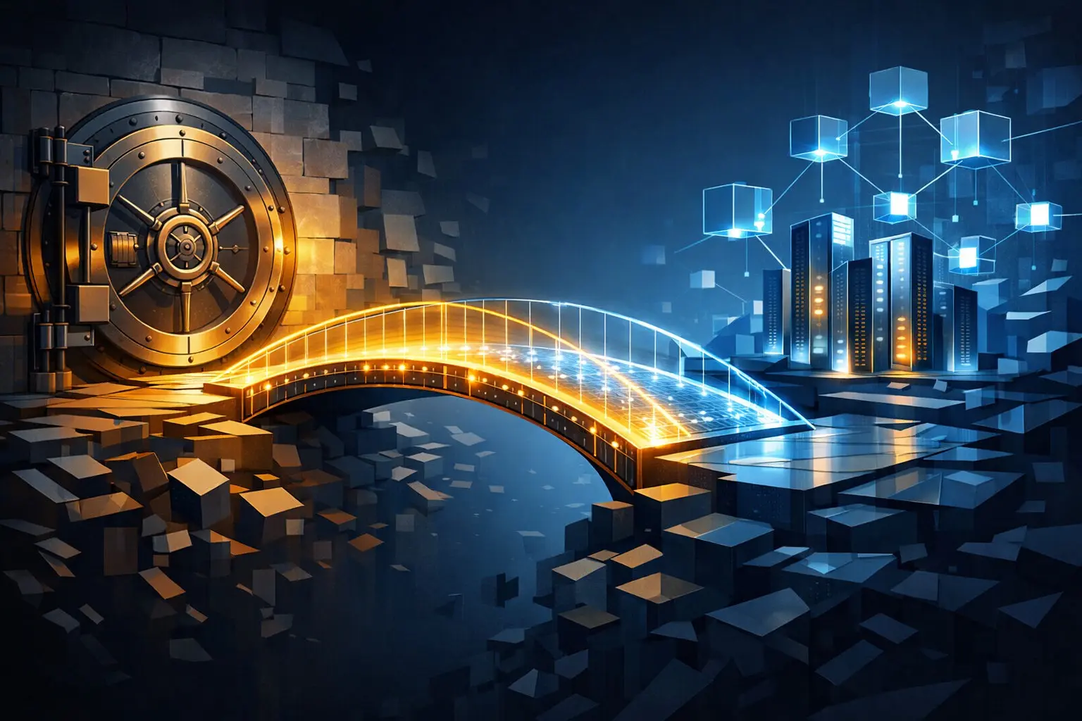 Editorial illustration for Institutional Crypto Rails Expand Despite ETF Outflows and Regulatory Strain