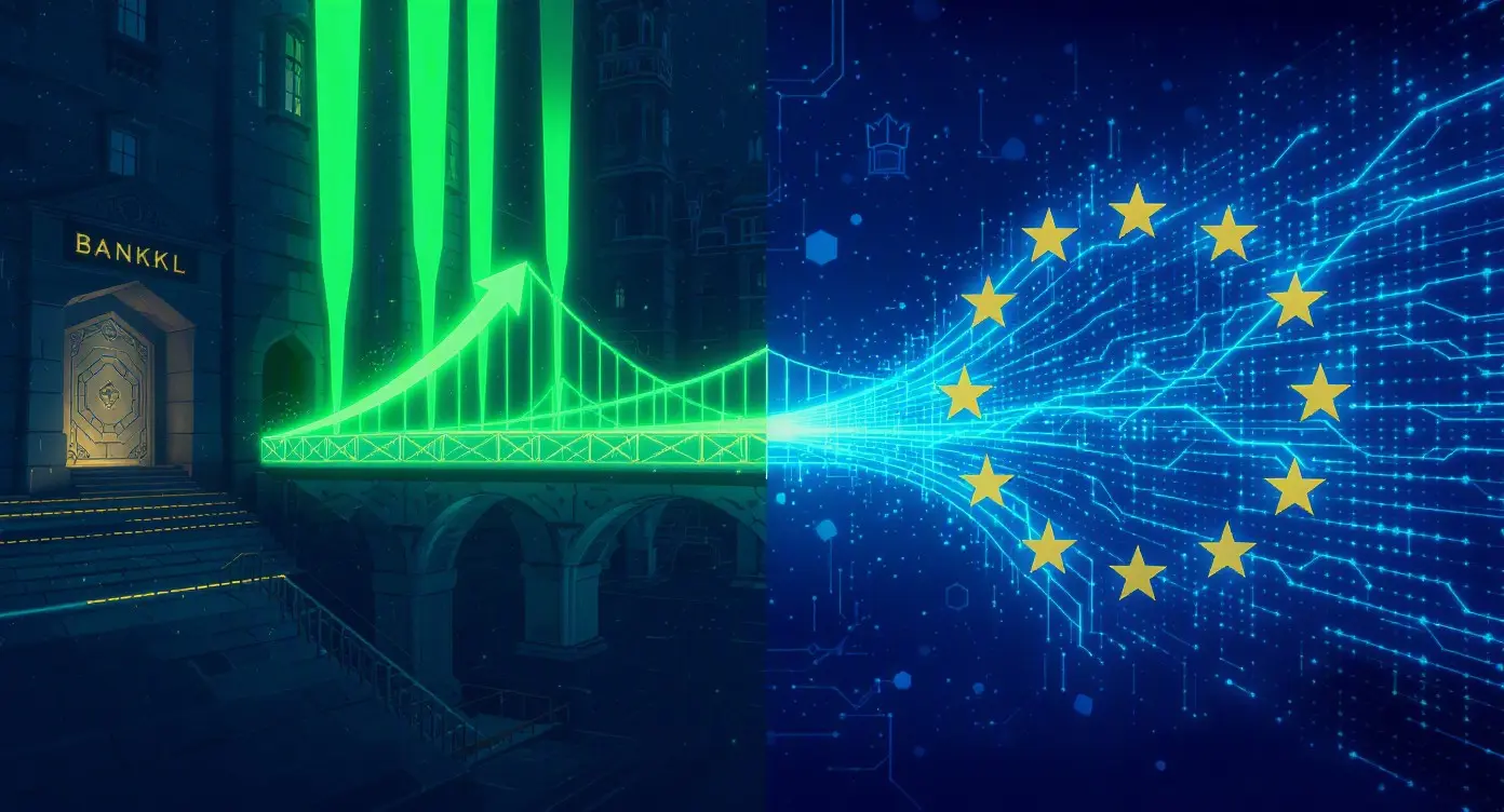 Editorial illustration for Bitcoin ETFs Snap Outflow Streak as Stripe Secures European Stablecoin License