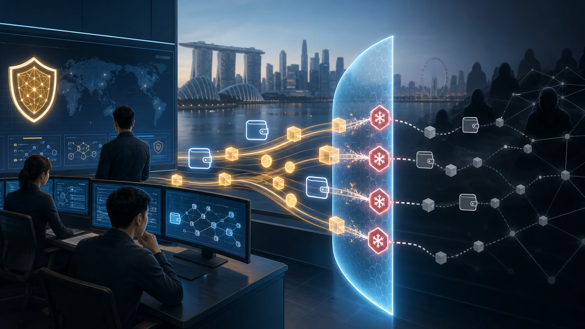 Editorial illustration for Coinbase Helps Singapore Police Block $4.2 Million Crypto Scam