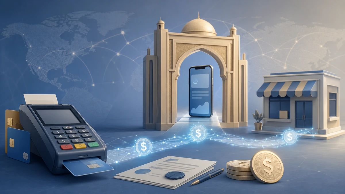 Editorial illustration for JCB Backs USDC Payments as Revolut Advances in the UAE