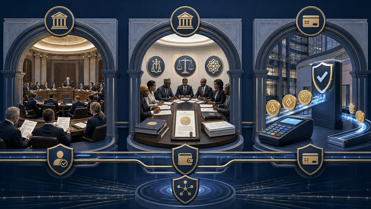 Editorial illustration for Russia, Nigeria and BitPay Push Crypto Into Regulated Channels