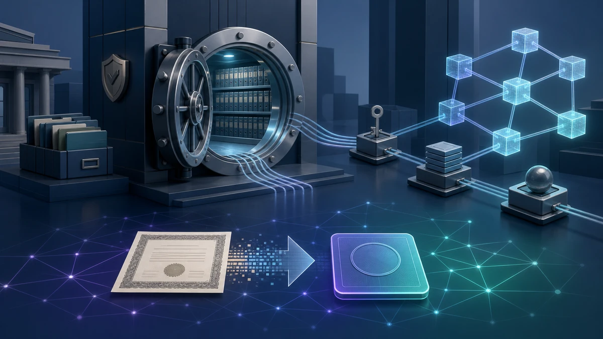 Editorial illustration for BNY Takes Fund Administration Onchain as Strategy Tokenizes Stock