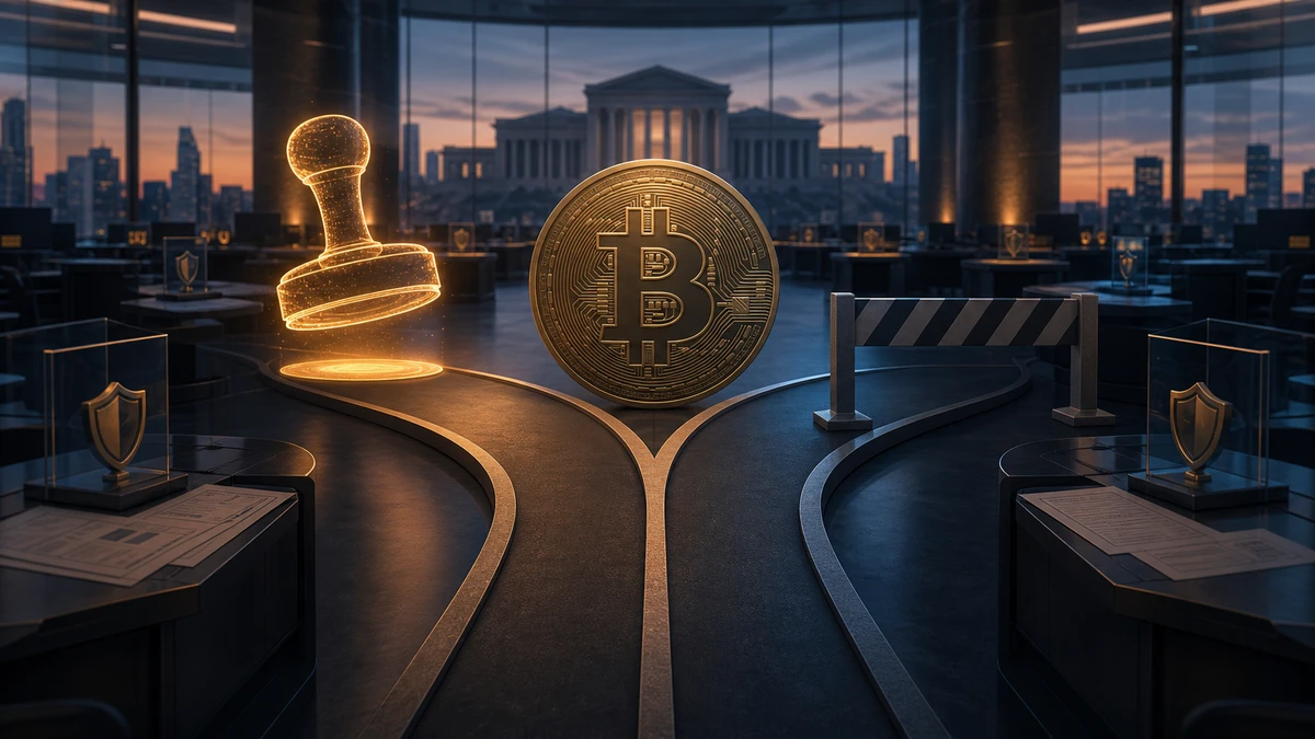 Editorial illustration for SEC Review Pauses Nasdaq’s Bitcoin Options Plan