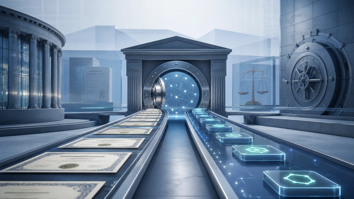 Editorial illustration for Nasdaq’s Tokenized Stock Pilot Moves Onchain Trading Closer