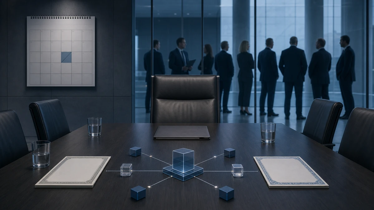 Editorial illustration for SEC Cancels Crypto Rules Meeting, Delaying Tokenization Path