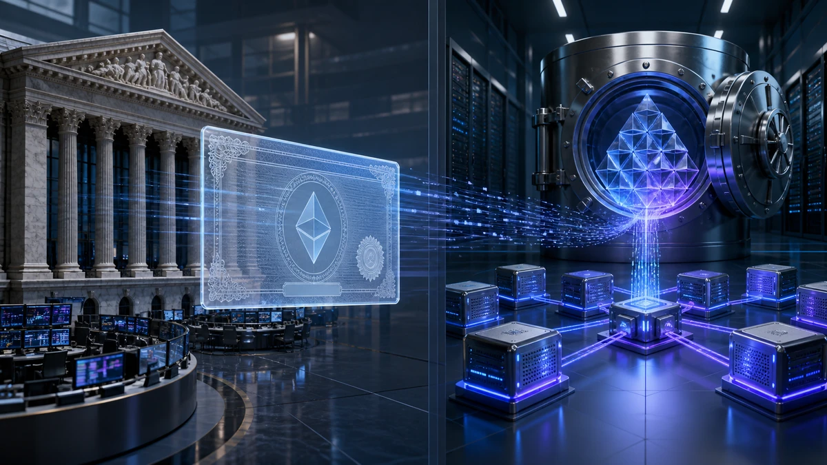Editorial illustration for Bitwise Eyes Tokenized Solana ETF as SharpLink Backs Lido
