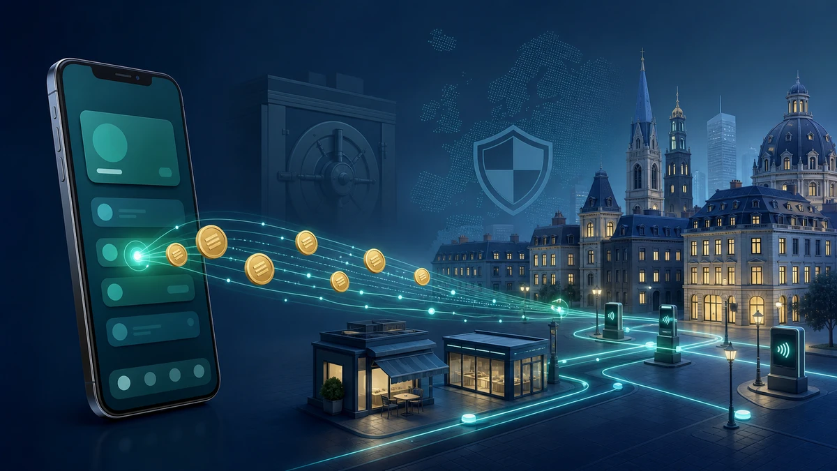 Editorial illustration for Revolut Brings a Regulated Euro Stablecoin to Its Retail App