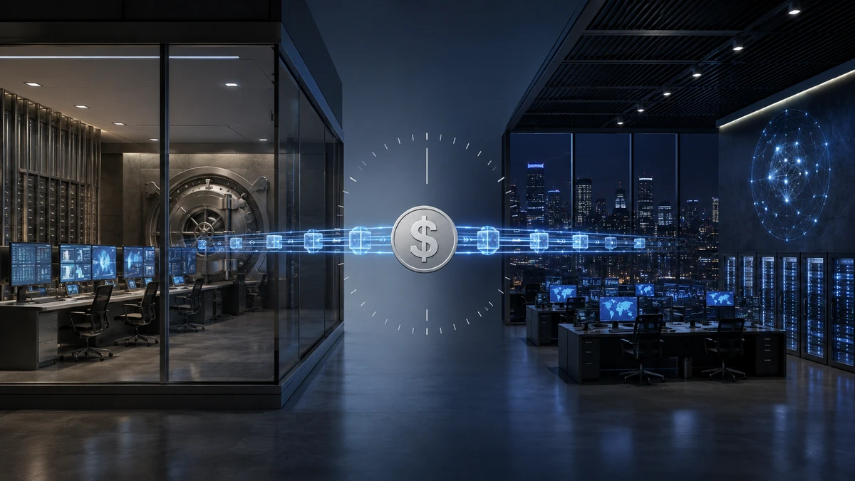 Editorial illustration for SoFi and Kraken Connect Banking Rails to 24/7 Crypto Settlement